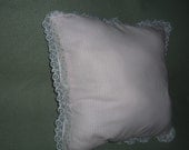 16x16" pink rosebuds pillow with border and lace ruffle....18x18 w/ruffle.