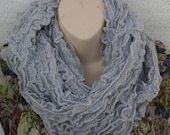 knitting Light Gray scarf, ring, crochet scarf, infinity scarf, ladies, cashmere