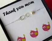 Thank You Mom Infinity Bracelet , Eternity Bracelet, Mother of Bride Gift, Mother of the Groom Gift, Wedding Gift, Jewelry Card Set