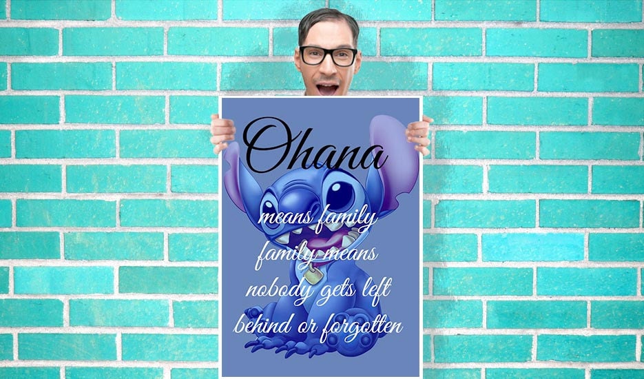 Ohana Means Family Lelo And Stitch Disney Art - Wall Art Print Poster 16x23 Inch - Geekery Art Geekery