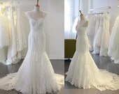 Custom Made Elengant Alencon Lace Mermaid  Bridal Gown  ,Wedding Gown,Wedding Dress