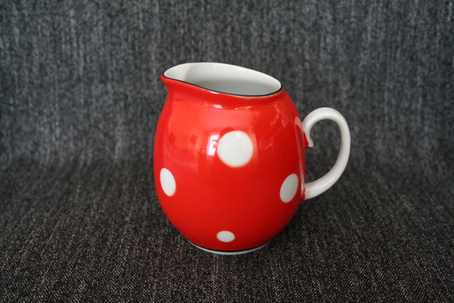Vintage Soviet Small Souce Bowl Red Polka Dot Spot Bowl made in Soviet Union USSR Retro