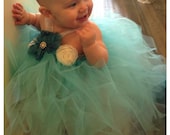 Baby Tutu Dress Tiffany Blue and Gray Flower Girl 0-24 Months