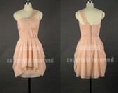 one shoulder bridesmaid dress, chiffon bridesmaid dress, cheap bridesmaid dress, chiffon prom dress, short prom dress, RE263