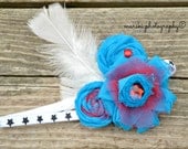 The July Flapper "Doo Doy" Hair Headband.  Handmade, shabby chic, 4th of July, July 4th, red, white, blue, baby, girl, newborn, photo prop