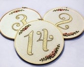 Hand Embroidered Floral Embroidery Hoop Table Number- Wedding/Reception Decor- Custom (listing for ONE hoop)