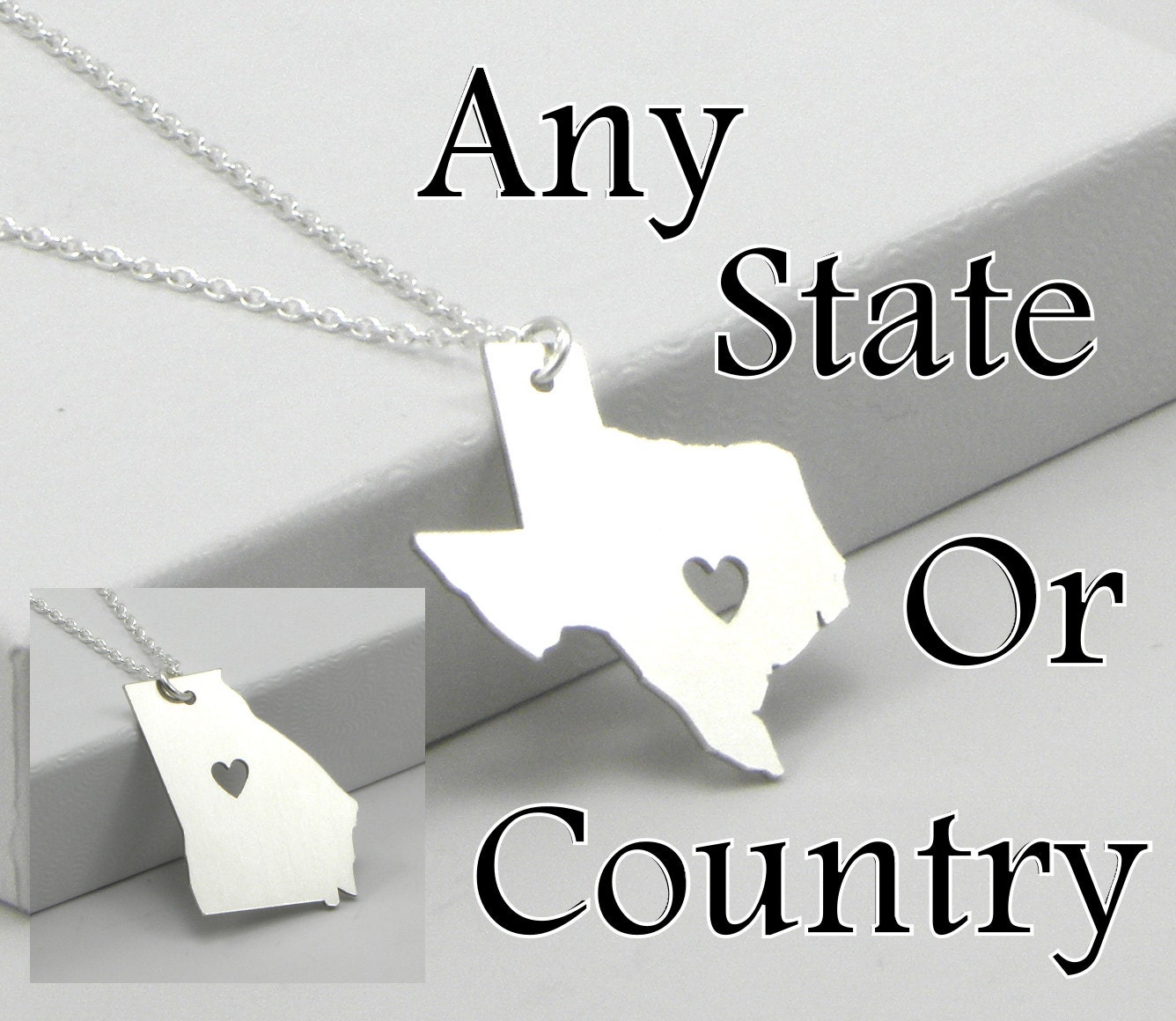 Any State Necklace - Sterling Silver