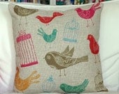 Bird Linen Pillow throw pillow cover car pillow fashional pillow Branch Pillow Cover Decorative Throw Pillow
