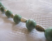 Gemstone China Jade jewelry set including beaded necklace and earrings