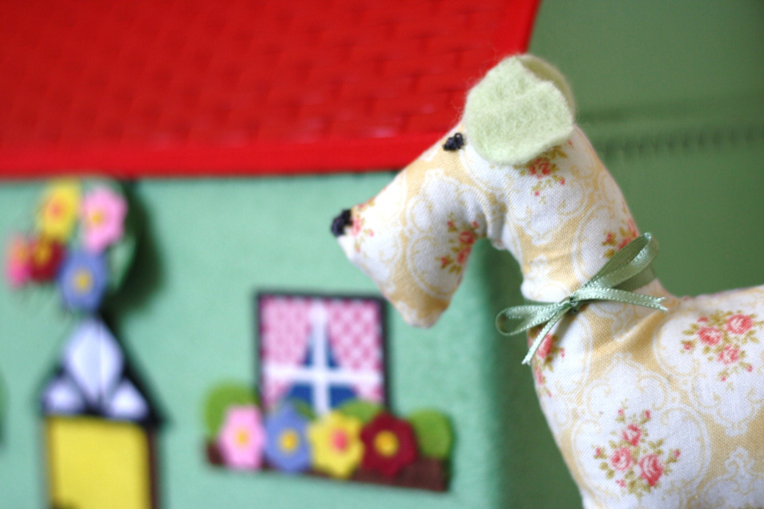 Pruella Posh Pooch Plush Dog Vintage Floral Print Stuffed Toy Baby Shower Keepsake