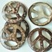 6pcs Large Natural Coconut Shell Peace Symbol Charms Peace Symbol Buttons 61mm MT172