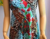 Patchwork pattern chiffon blouse,handmade blouse,summer women blouse,swimsuit cover up,beachwear cover up,summer beach blouse