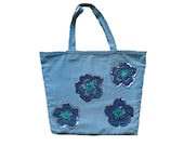 Handmade, denim fabric bag, hand bag, shoulder bag, tote bag, beach bag for daily use - woolopia