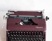 Vintage Refurbished Olympia De Luxe Maroon Typewriter