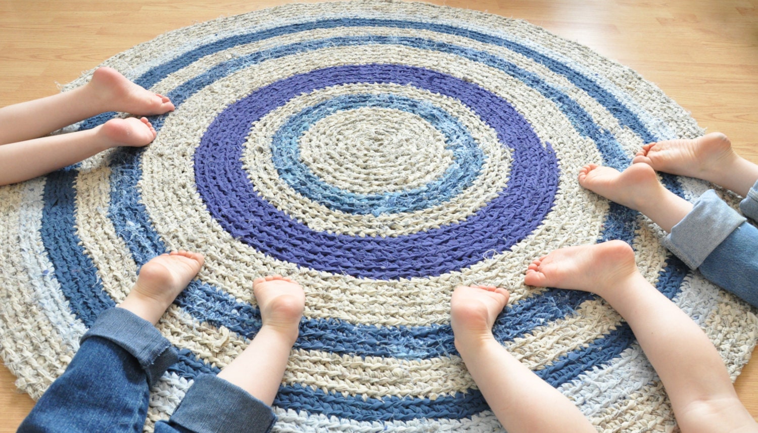 RAG RUG, CUSTOM order, Crochet Area Rug, Eco Friendly, UpCycled, Recycled, Round 4 foot Rug