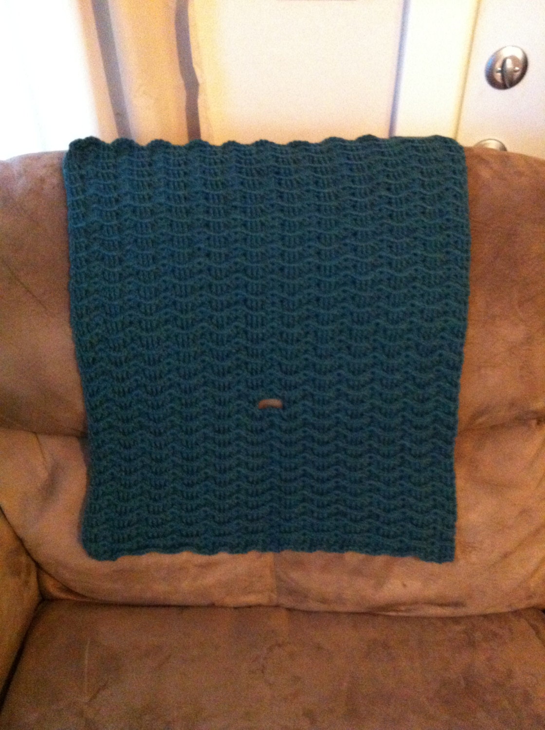 Handmade Crochet Custom infant child Car Seat Blanket. Great for a shower gift for a boy or girl.
