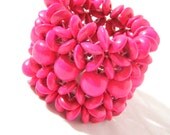 PuNk PINK Wood Bracelet Cuff Stretch Circle Funky Trendy Round Beaded Bangle Elastic Handmade Unique Adjustable Earrings Sale Cute
