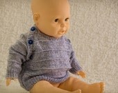 INSTANT DOWNLOAD PDF Classic Hand Knitted Baby Raglan Sleeve Jumper/Sweater with Stripe Pattern and Buttons