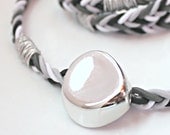 Handmade Knot Braided NECKLACE - silver, gray, black, white- elegant and sporty, knotted jewelry,  neon color