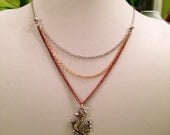 Gold Silver and Copper Dragon Necklace