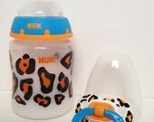 Reborn Magnetic Pacifier Nuk Leopard Faux Prop 5 oz Baby Doll Bottle With Formula