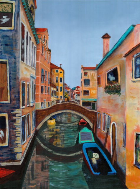 30" x 40" Limited Edition Giclee on Canvas of "Venetian Canal" with Certificate of Authenticity