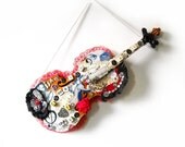 Altered Art Violin Assemblage- Mixed Media Decoration - Upcycled Wall Hanging - Gypsy Tango