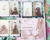 Lot 6 Victorian Woman photo studio portrait Cabinet Woman Old Victorian  Antique CDV carte de visite Collectibles