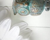 Bronze Patina / Iron Owl Hook / Owl Decor / Wall Hanging Hook / Shabby Chic Decor / Cottage Decor / Aquamarine/ Customize Colors