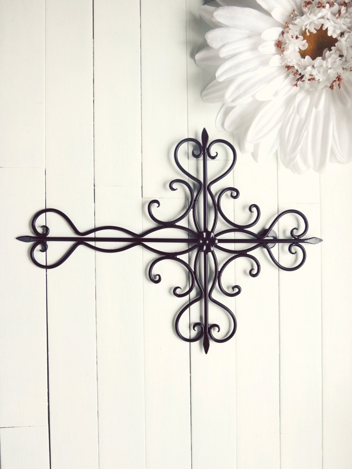 Black Ornate Metal Cross Wall Art / Black Home Decor / Cross Decor / Cross Wall Decor / Cross Wall Hanging