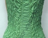 vintage 1940s wartime 1950s kitsch popcorn stretch cotton moss green childs swimsuit bathing costume swimwear