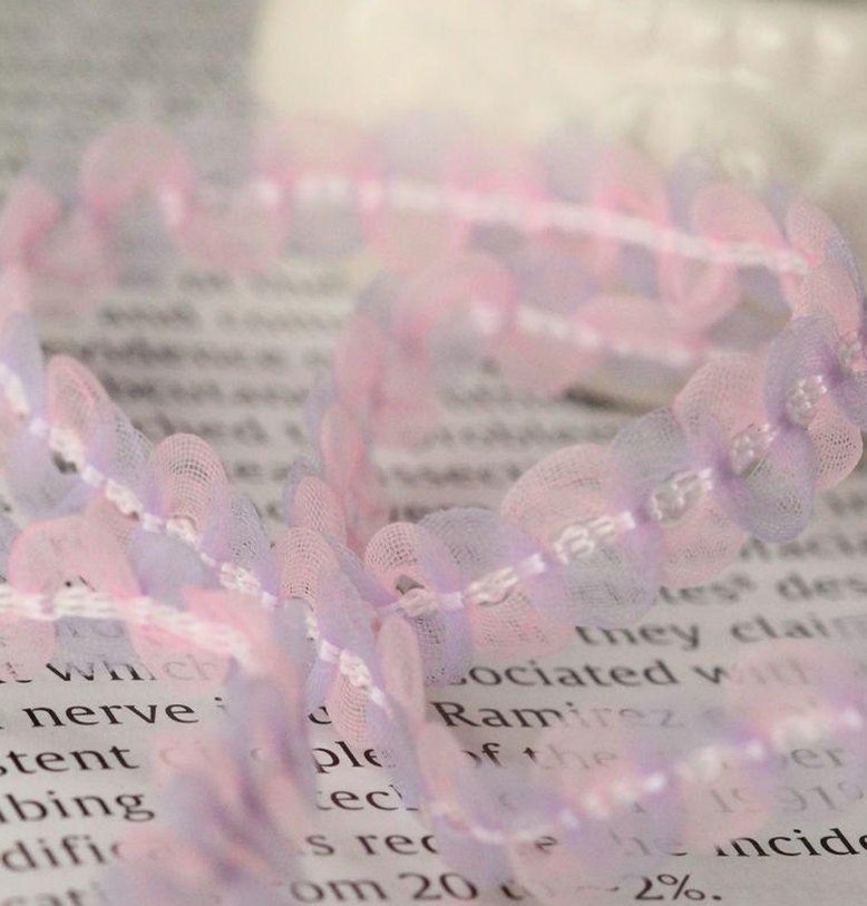 Crystal powder purple flower cane cotton lace(306)