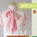 PDF sewing pattern. Multi sized (34-42). bow collar and double ruffle sleeve tunic -Marshmallow-