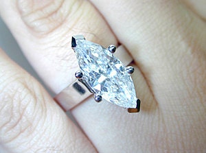 Engagement Ring 3.06ct Marquise Diamond ring D color EYE clean 14kt White Gold Blueriver47 on Etsy Fine Jewelry