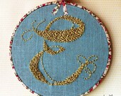 Handmade Custom Personalized Embroidered Monogram letter Hoop wedding home decor