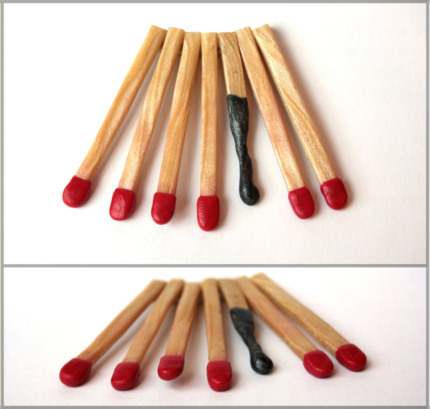 Hand sculpted Match Stick - Brooch