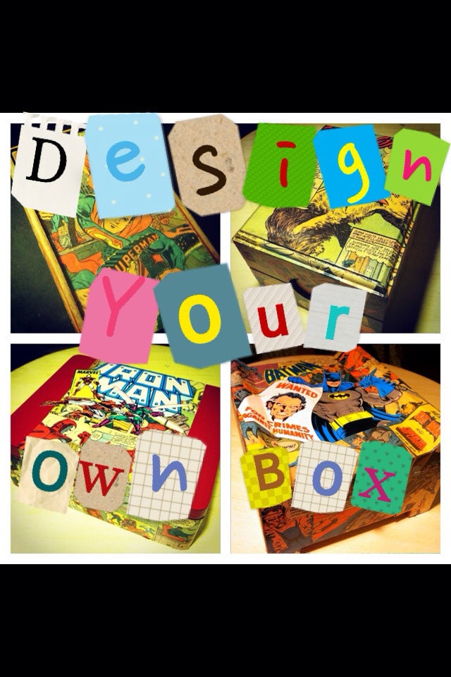 Design Your Vintage Comic Book Collage Cigar Box - Size Small