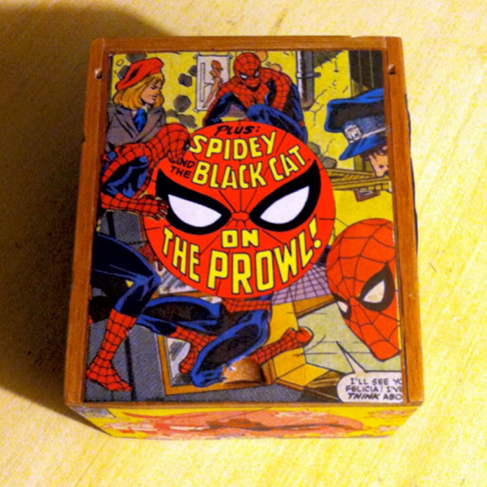 Spiderman Vintage Comic Book Collage Cigar Box