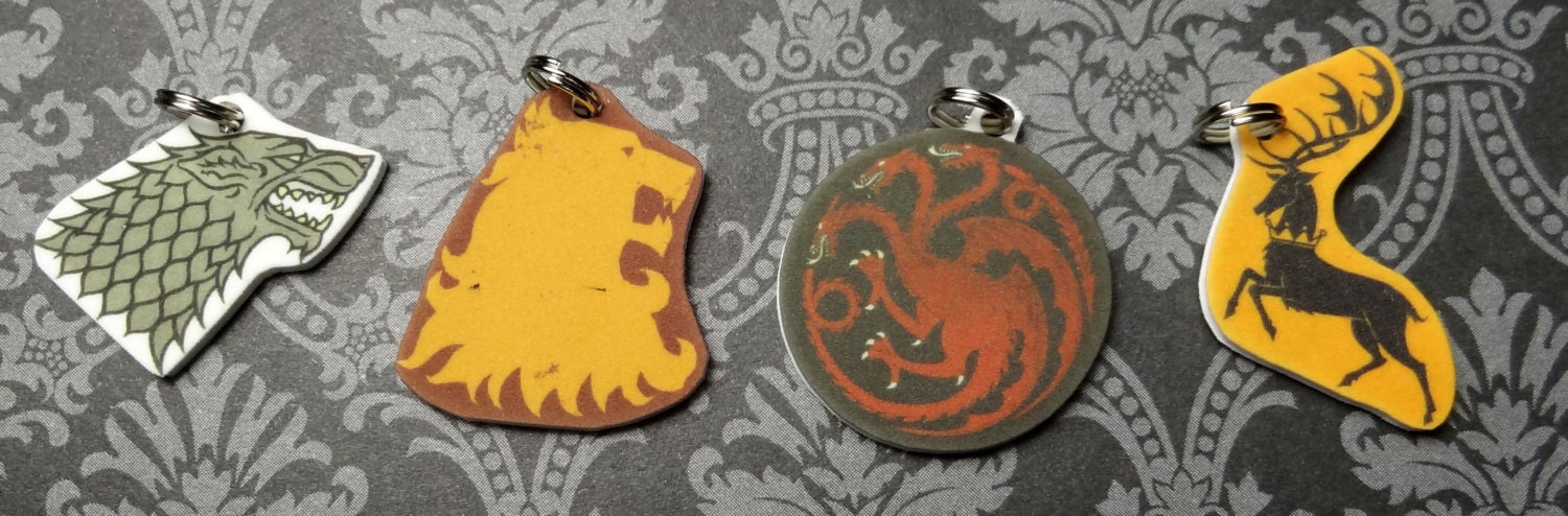 Game of Thrones: House Sigils- Stark Lannister Baratheon Targaryen - Cell Phone Charm Lot
