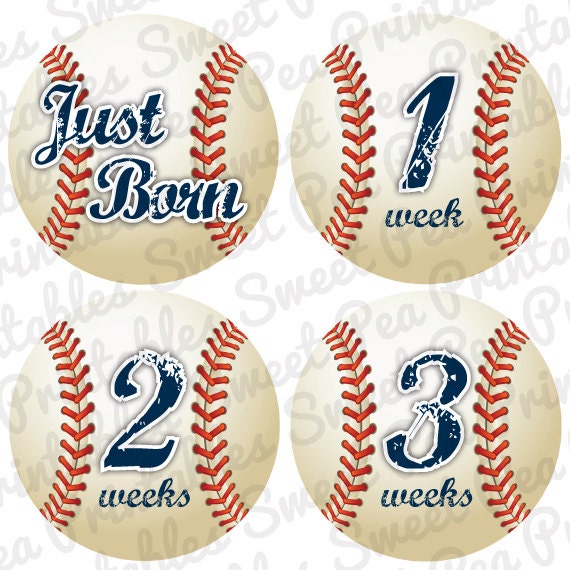 INSTANT DOWNLOAD Monthly Baby Onesie DIY Printable Stickers/ Iron Transfers (pdf file only) - Baseball / Softball