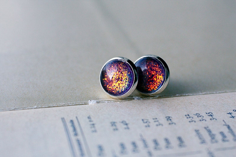 SILVERMOON  - World of Warcraft inspired multicolor rainbow post earrings.