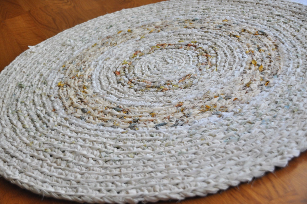 Nursery Rug Cream with Citrus Crochet Eco Round Rug