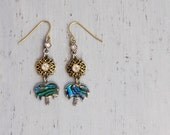 Hollywood Palm Tree Earrings - recycled vintage charms and links