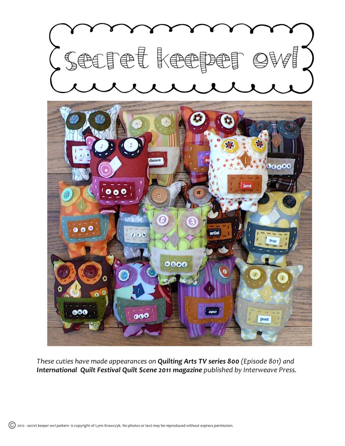 secret keeper owl plushie PATTERN
