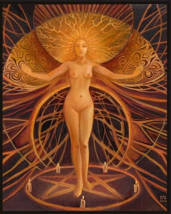 Initiation - Pagan Witch Goddess Art 5x7 Greeting Card