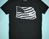 black mens tshirt, flag tee, flag tshirt, flag, usflag, American, memorial day, US flag, freedom, USA,  1AEON black flag tee -  Size mens L