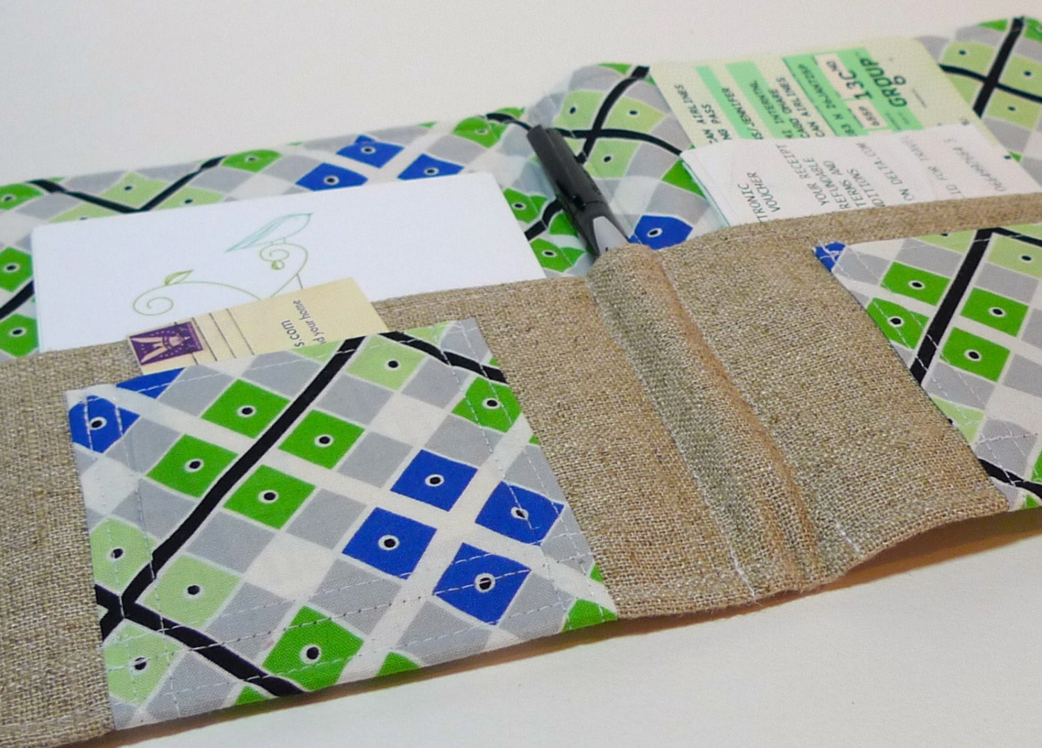 NEW Spring 2013 Argyle Plaid Coupon Organizer, Stationery, Passport Cover- In Touch Clutch (tm) in Mad for Plaid Preppy Blue Green