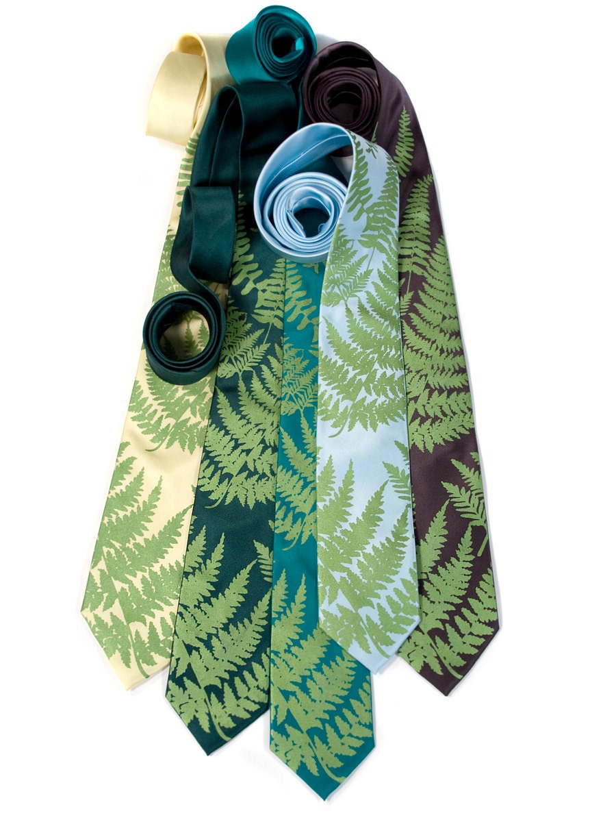 Wedding necktie set. 5 groomsmen ties, matching screenprinted design. Vegan-safe microfiber ties. Group discount