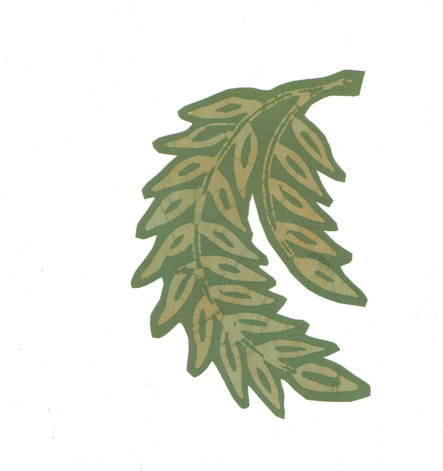 wheat applique. two toned green batik