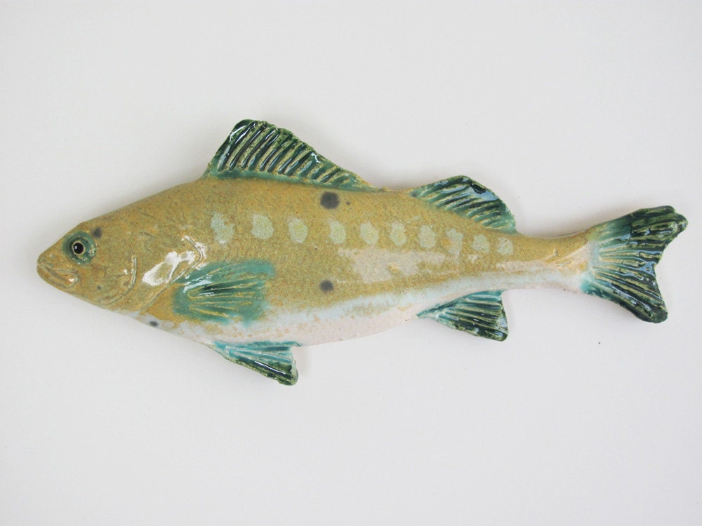 Ceramic art fish Perch Number One decorative art wall hanging